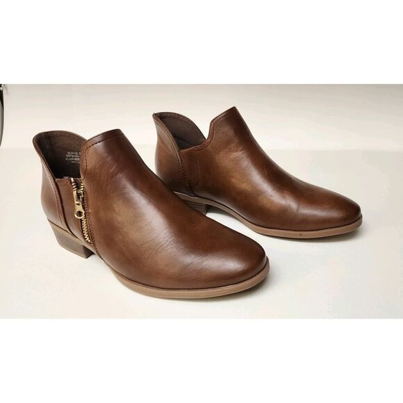 Royu Sophia Faux Leather Ankle Brown Boots Size 9.5M Memory Foam - Picture 1 of 8